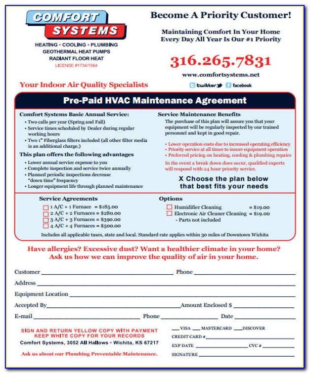 Hvac Maintenance Agreement Template