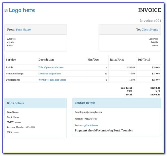 Invoice Html Template Bootstrap Free Download