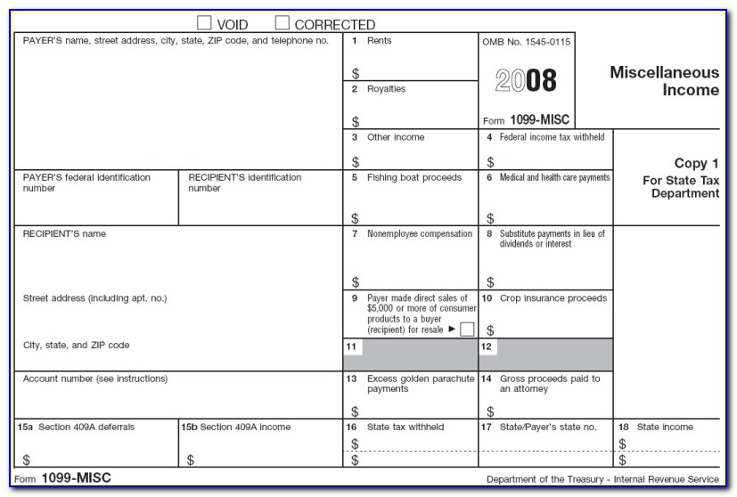 Irs Form 1099 Misc Template