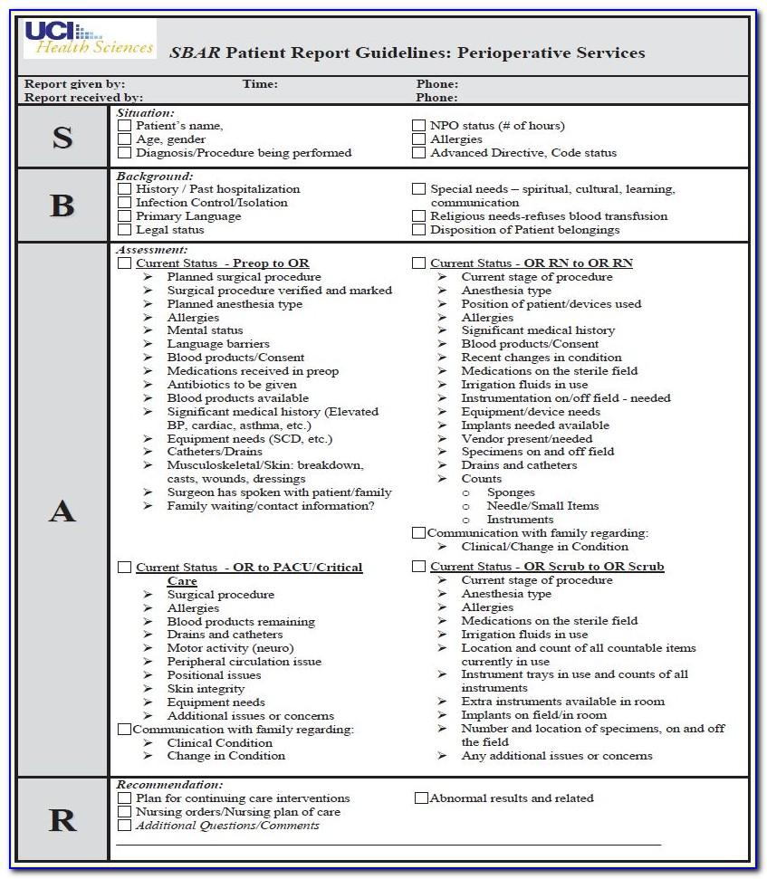 Isobar Clinical Handover Template