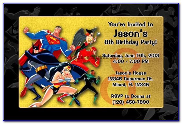 Justice League Birthday Invitations Templates Free