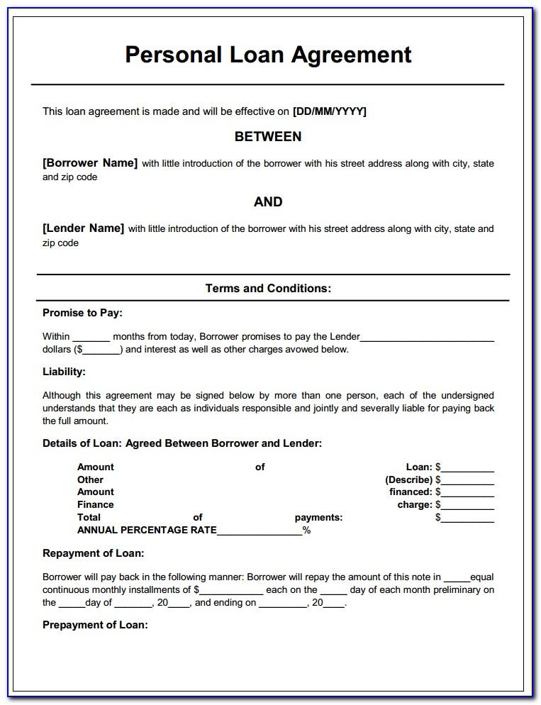 Legal Personal Loan Document Template