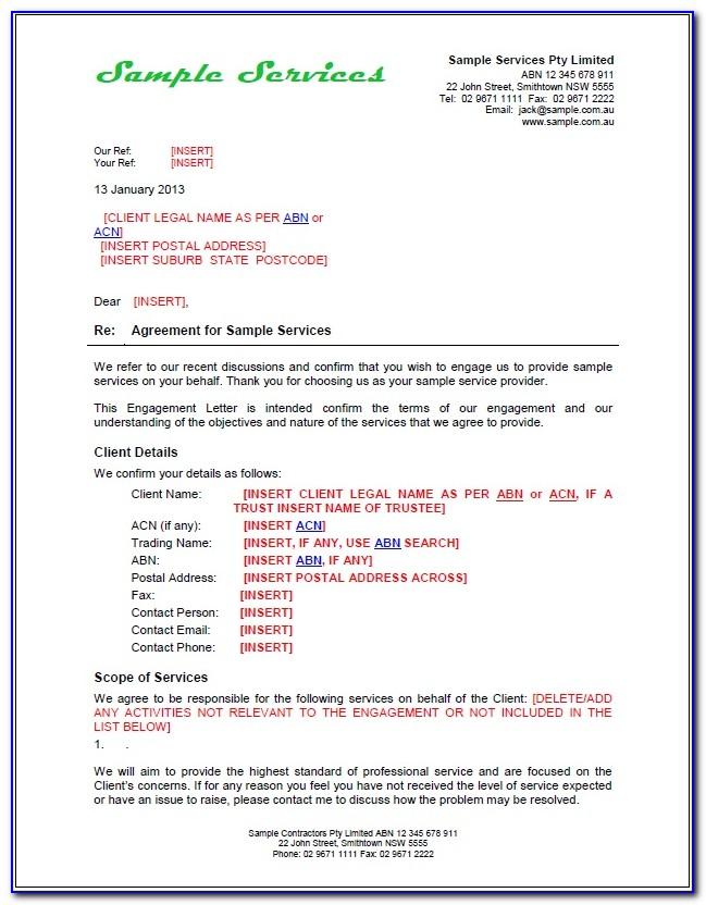 Letter Of Engagement Template Contractor Uk