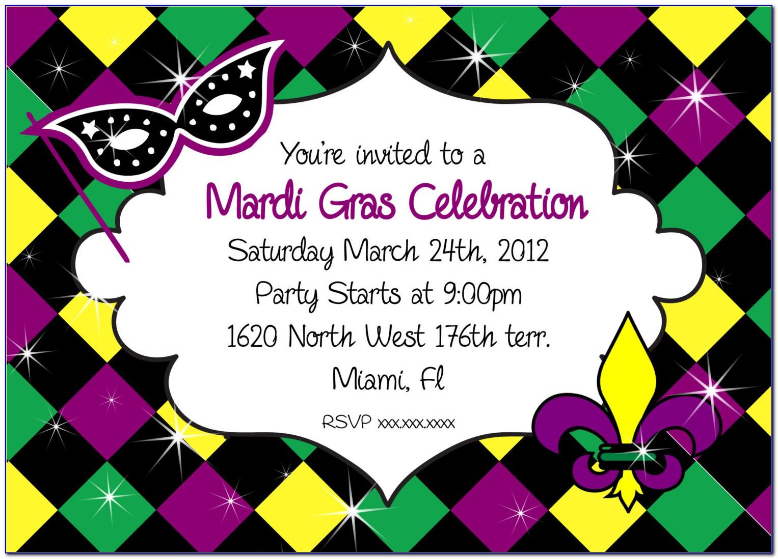 Mardi Gras Party Invitation Template Free