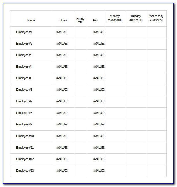 Microsoft Excel Monthly Work Schedule Template