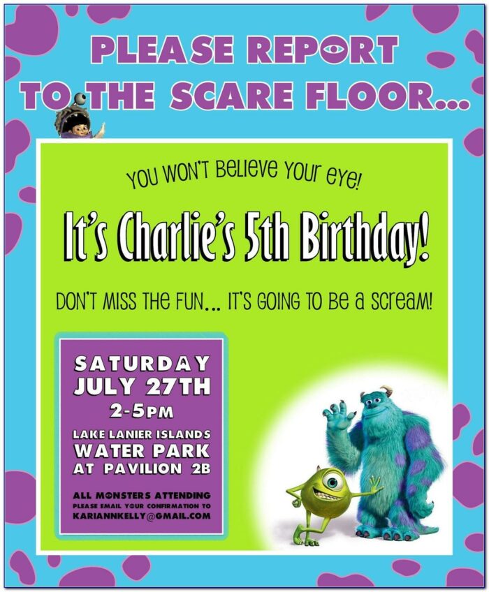Monsters Inc Birthday Invitation Template Free