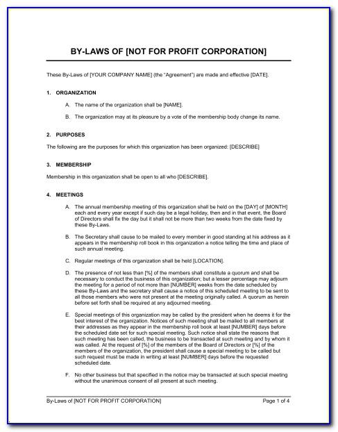 Non Profit Bylaws Template
