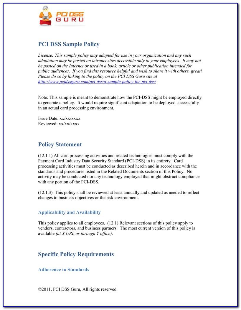 Pci Dss Compliance Policy Example