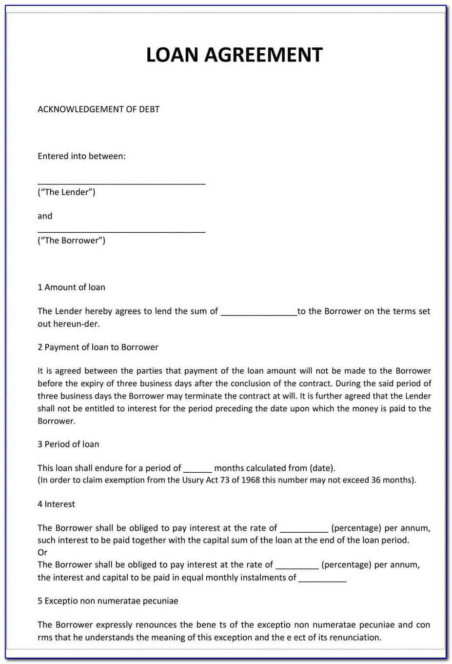 Personal Loan Template Doc