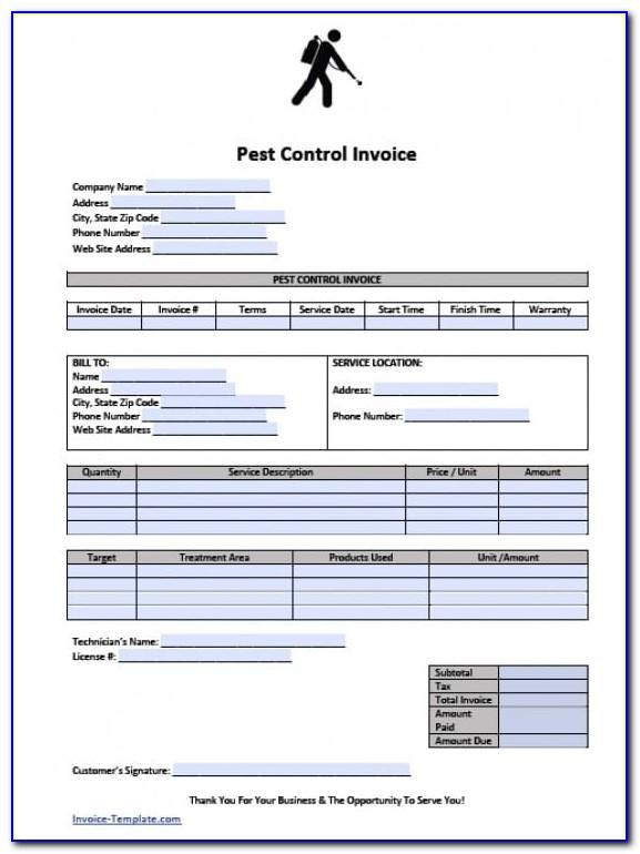 Pest Control Invoice Template Free