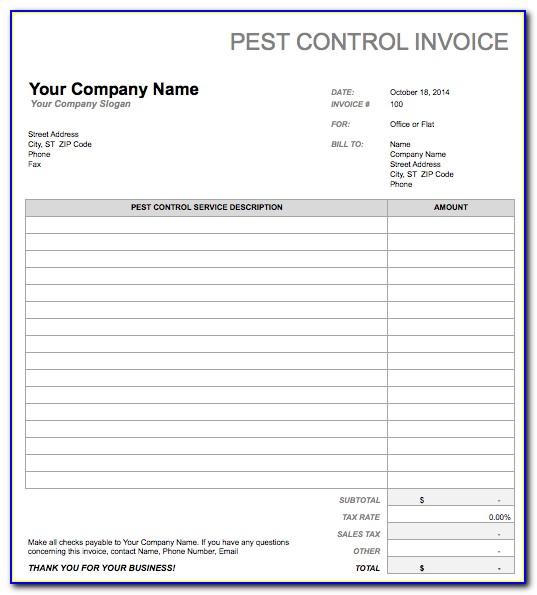 Pest Control Invoice Templates Free Download