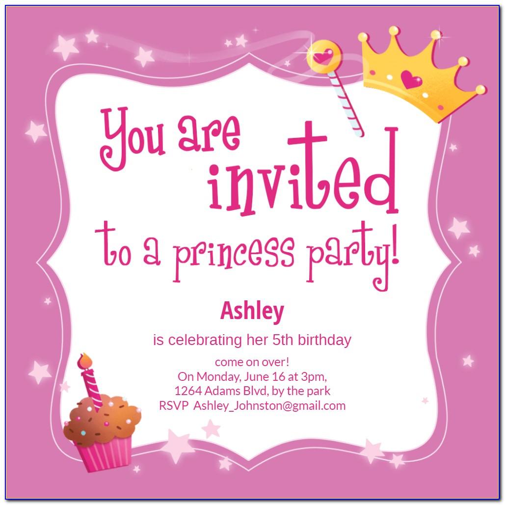 Princess Birthday Party Invitation Template Free