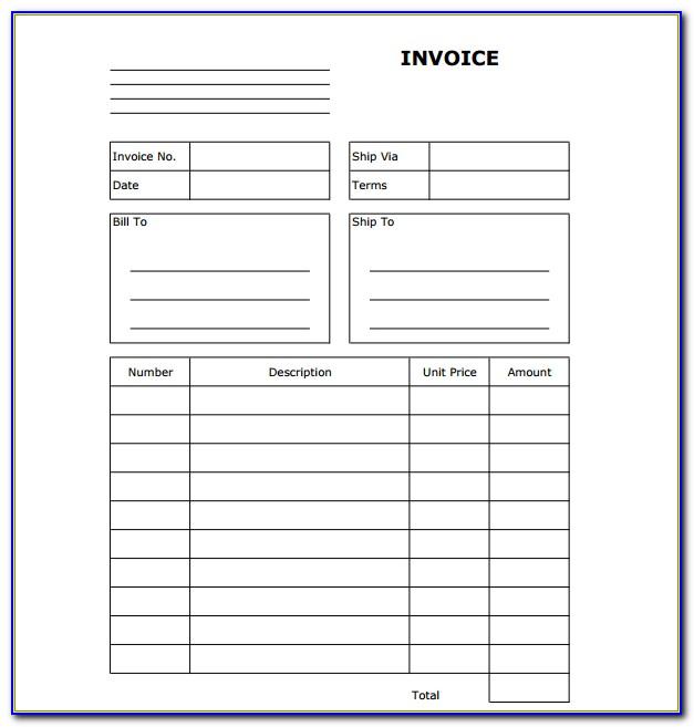 Printable Blank Invoice Template Uk