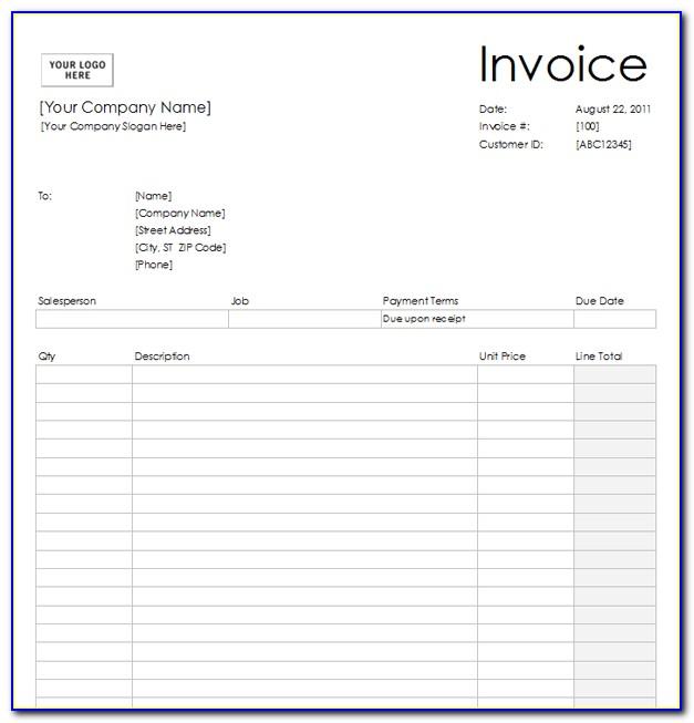 Printable Blank Invoice Template Word