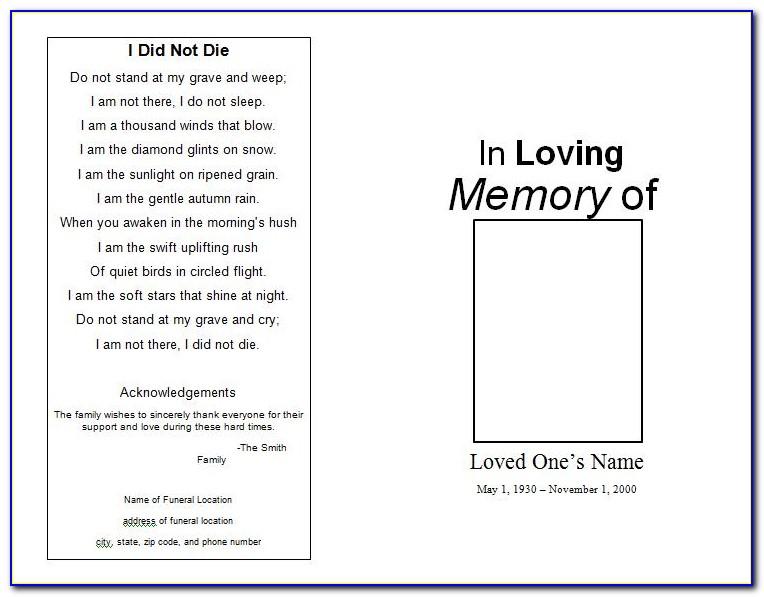 Printable Memorial Card Templates