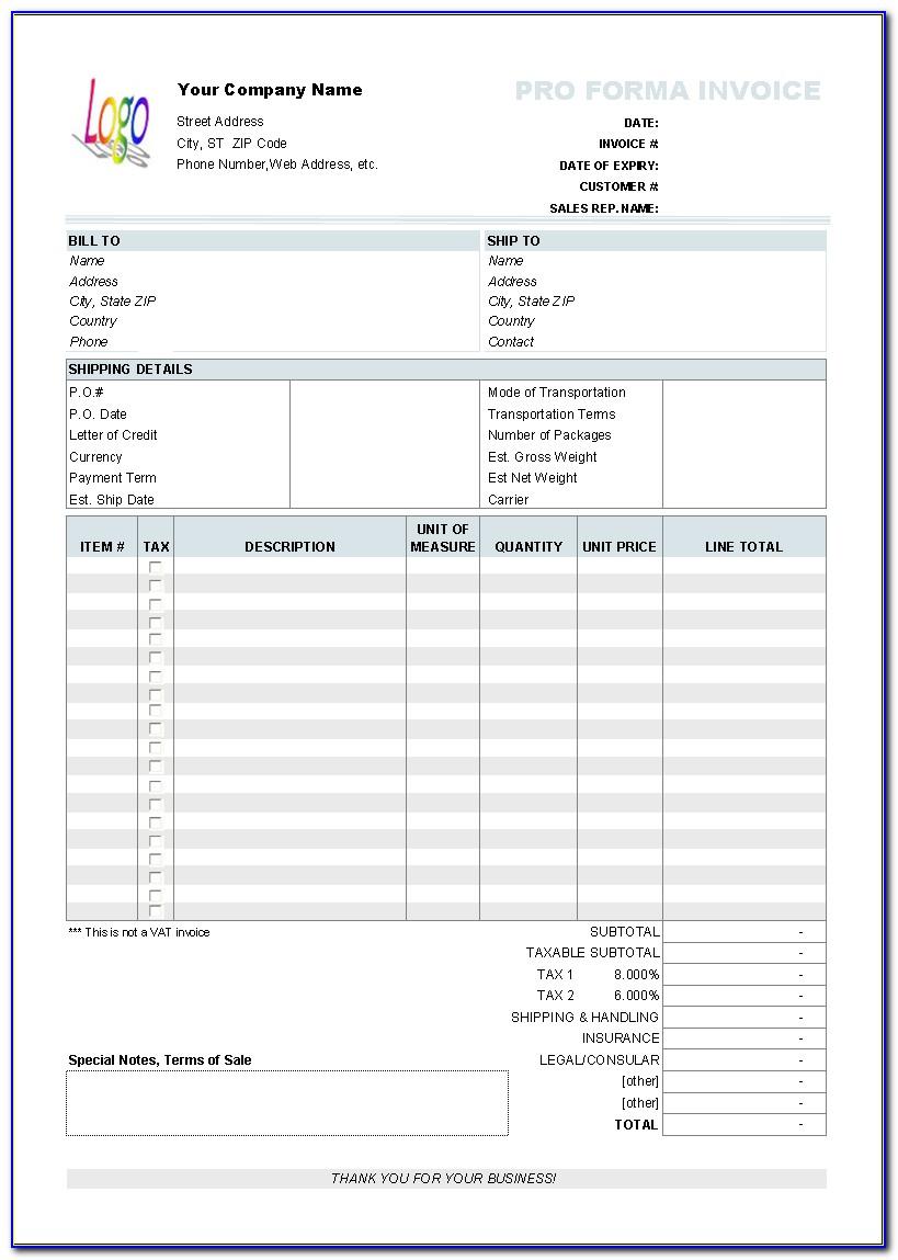 Proforma Invoice Pdf Form