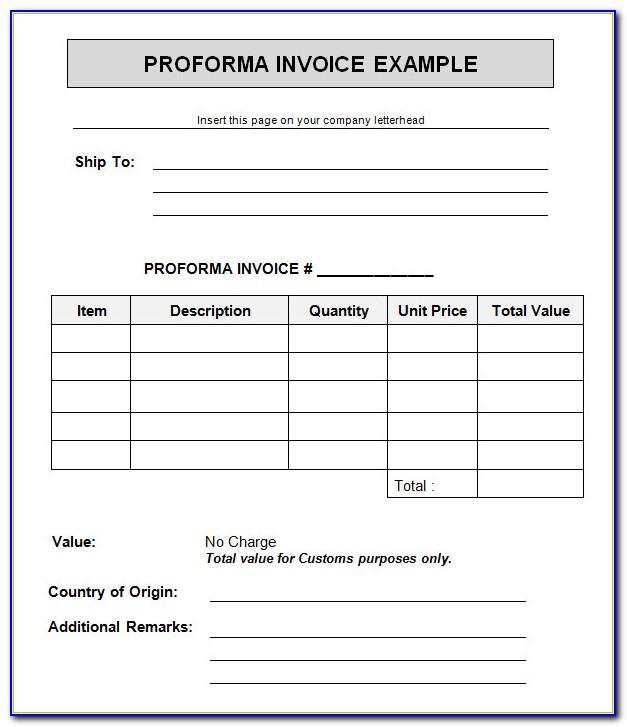 Proforma Invoice Samples Pdf