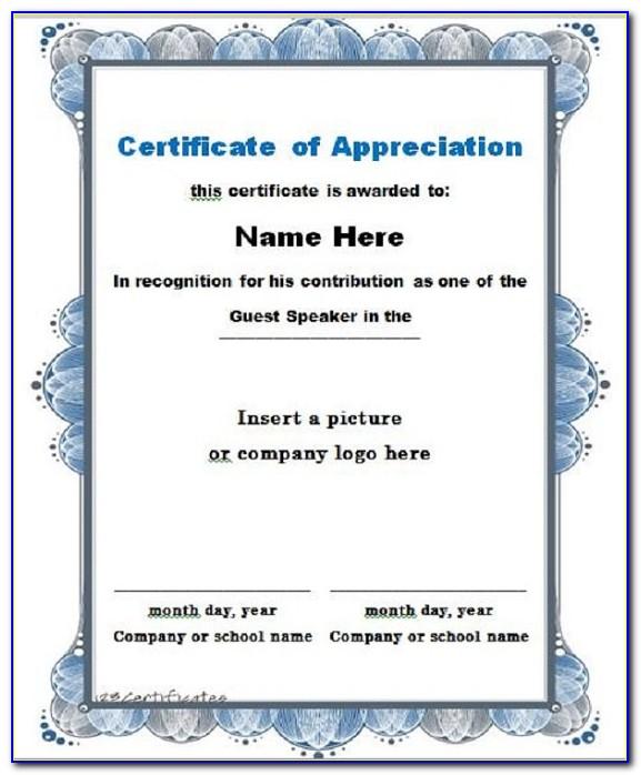 Publisher Template Certificate Of Appreciation