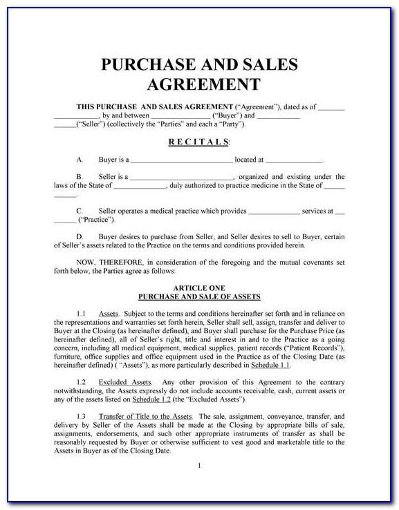 Purchase And Sale Agreement Template Nz