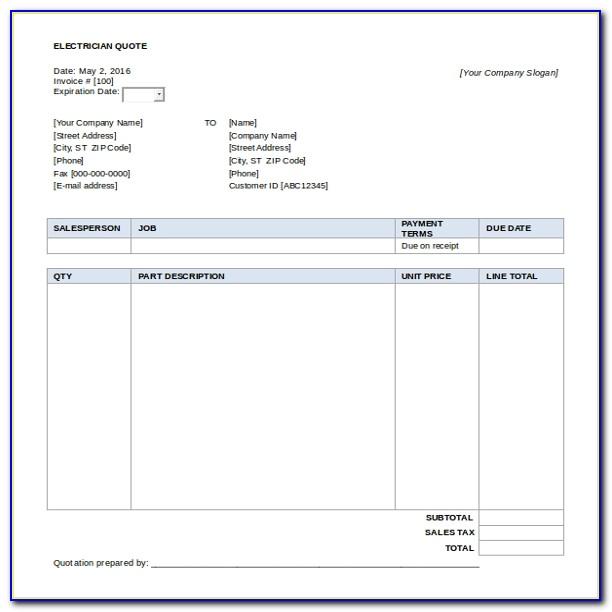 Quotation Template Free Download Excel