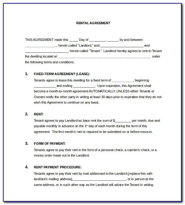 Rent Contract Template Pdf