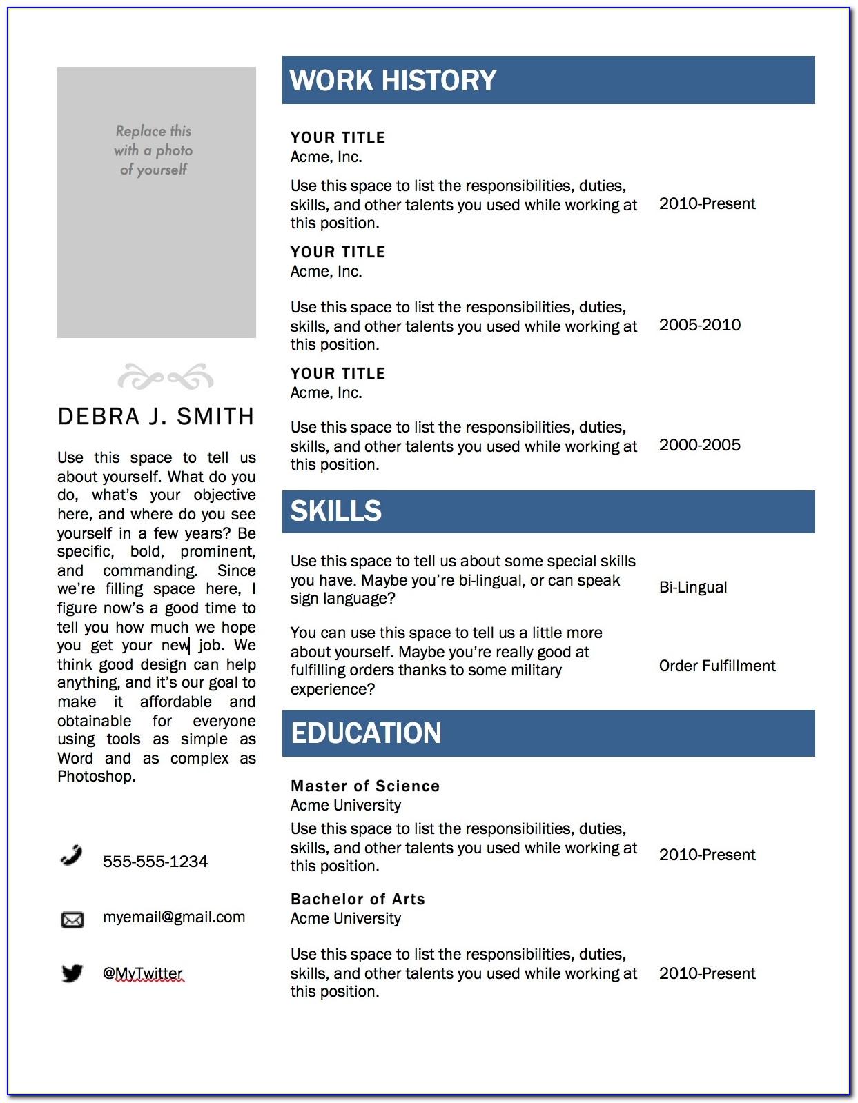 resume ms word template download