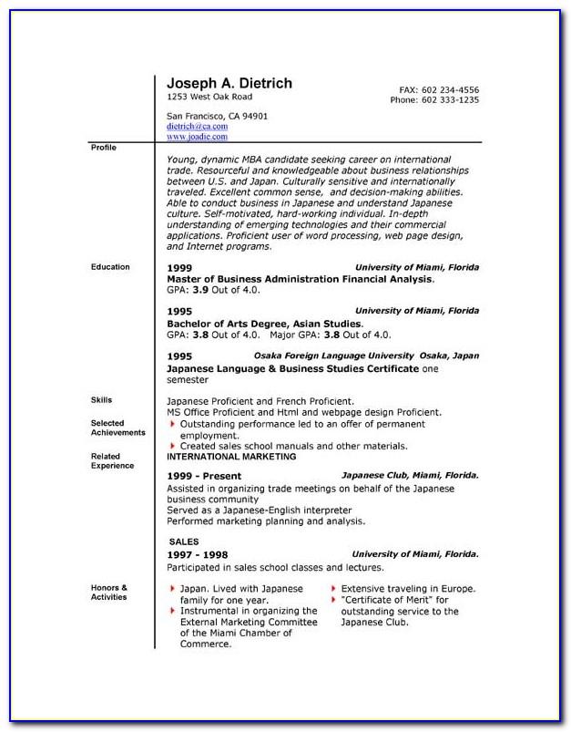 Resume Templates For Microsoft Word With Photo