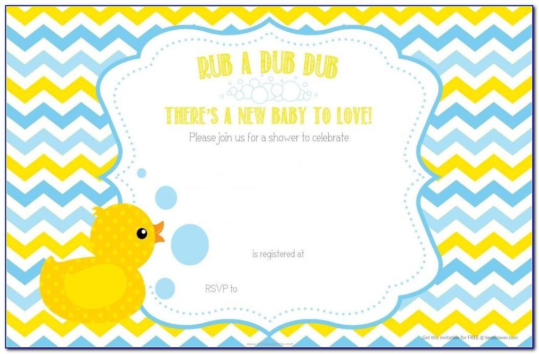 Rubber Ducky Baby Shower Invitations Template Free