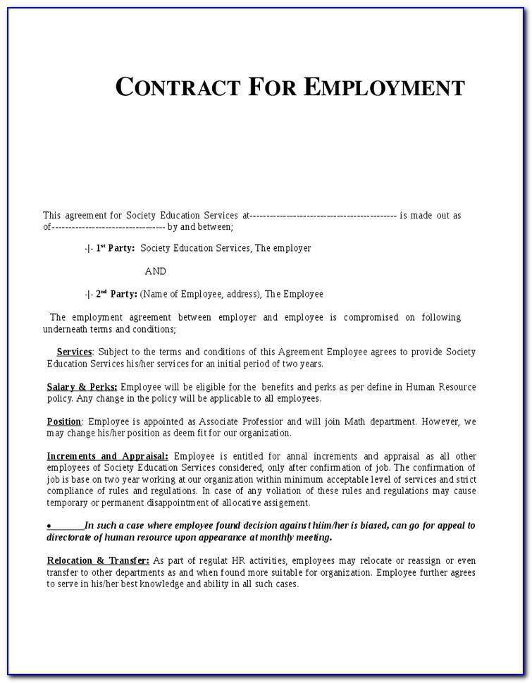 Salary Employee Agreement Template