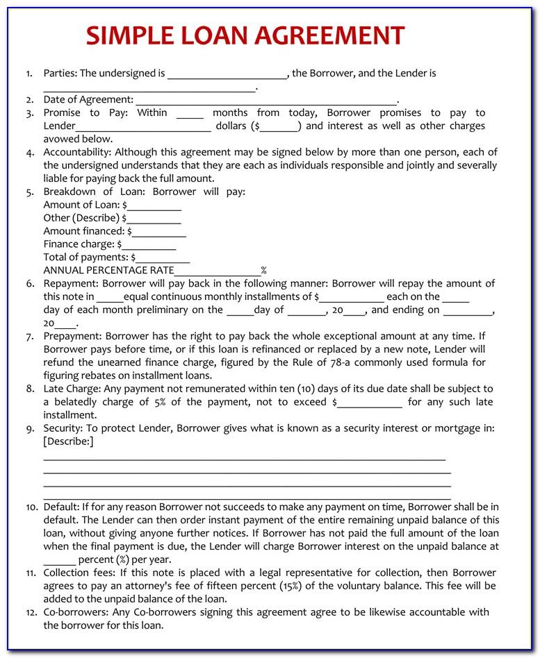 Simple Personal Loan Document Template