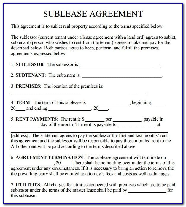 Simple Sublease Agreement Template