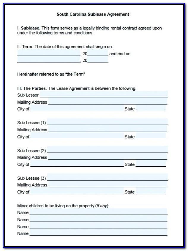 Sublease Contract Template Free Download