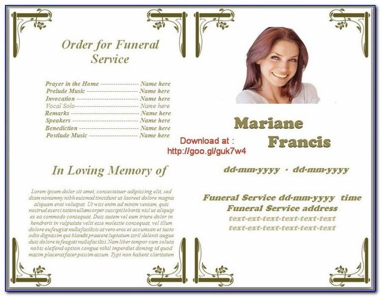 Template For Memorial Service Programme