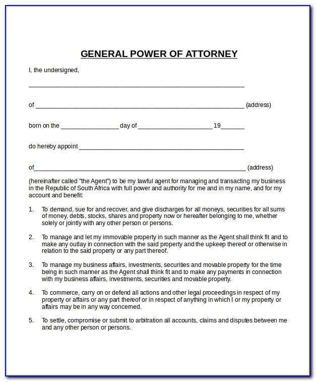 Template Power Of Attorney Canada