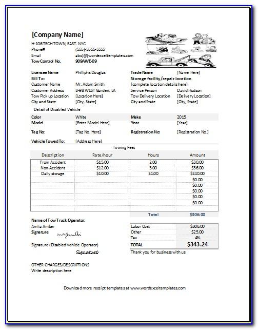 Towing Invoices Template