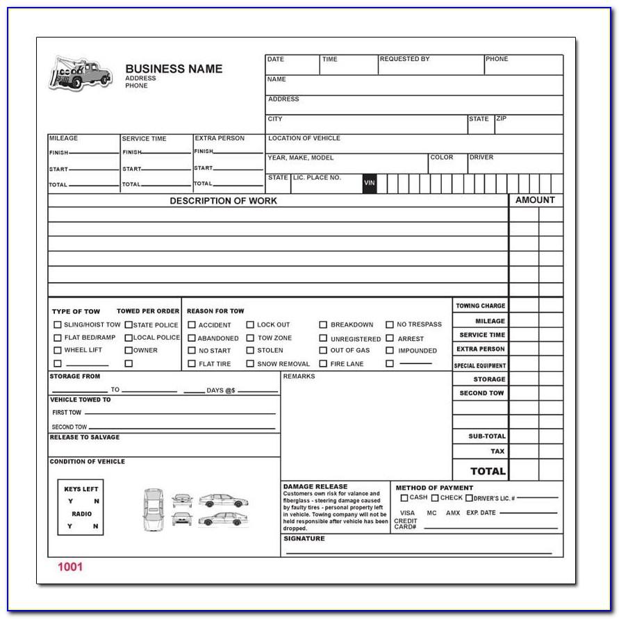 Towing Receipt Template Free