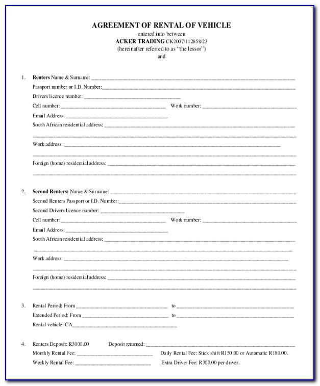 Vehicle Lease Agreement Template Word
