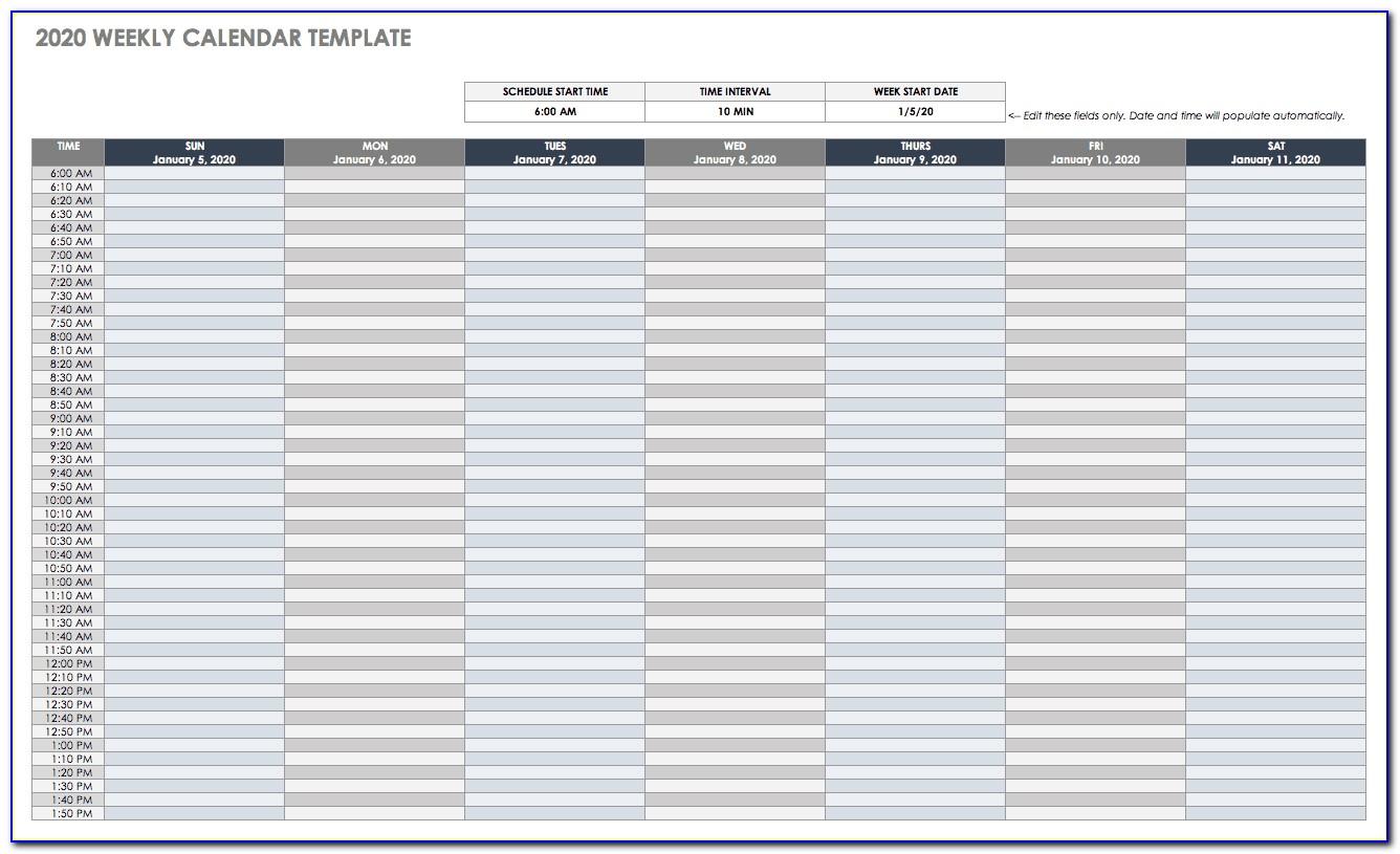 Weekly Appointment Calendar Template Excel