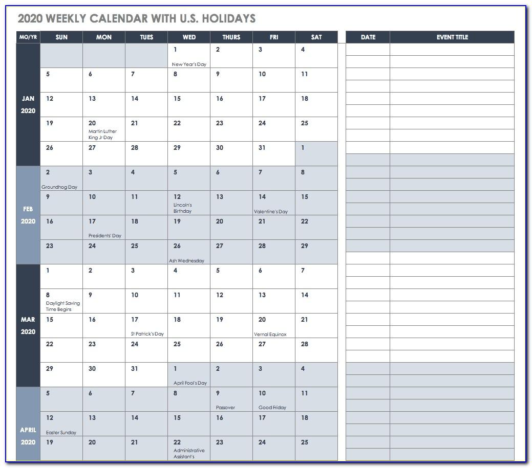 Weekly Appointment Calendar Template Free
