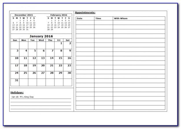 Weekly Appointment Calendar Template Word