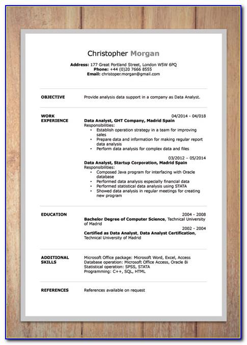Word Document Professional Cv Template Free