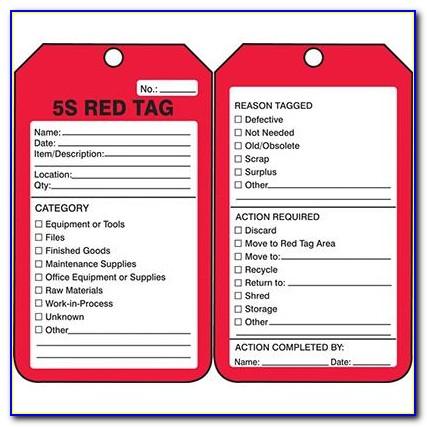 5s Red Tag Template Excel