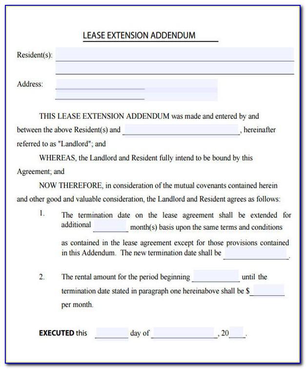 Addendum To Lease Agreement Form