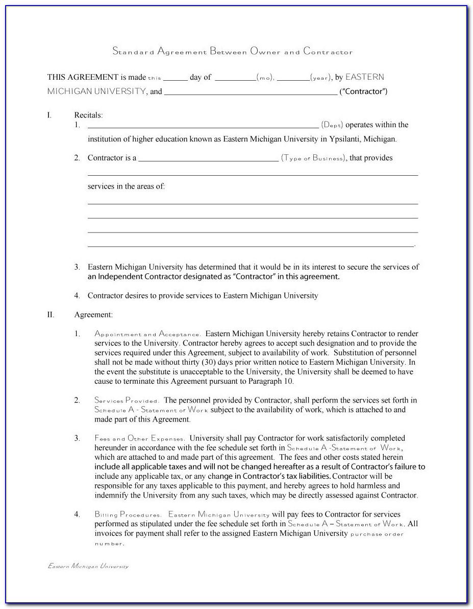 Agreement Template For Contractors