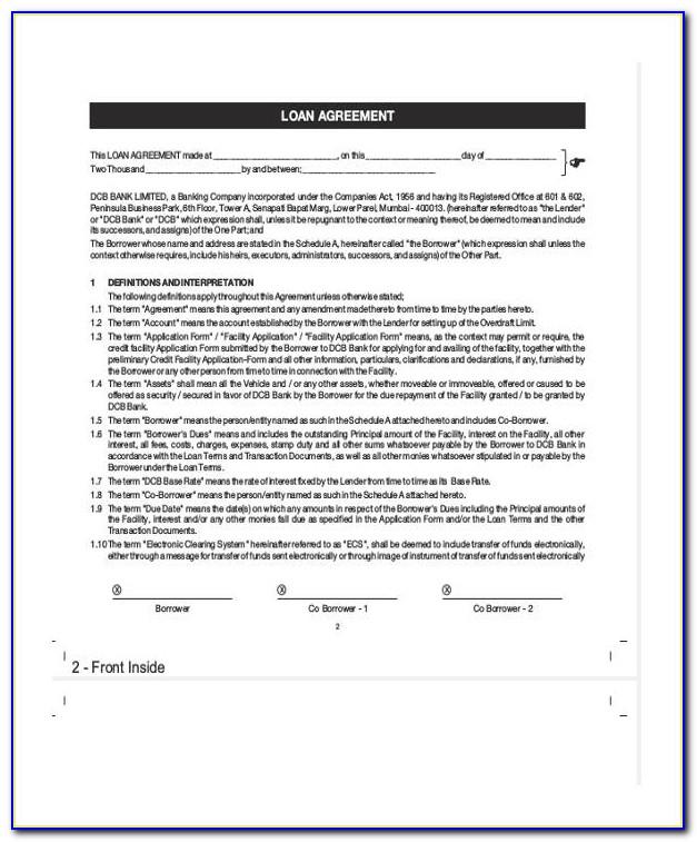 Auto Loan Contract Template Free
