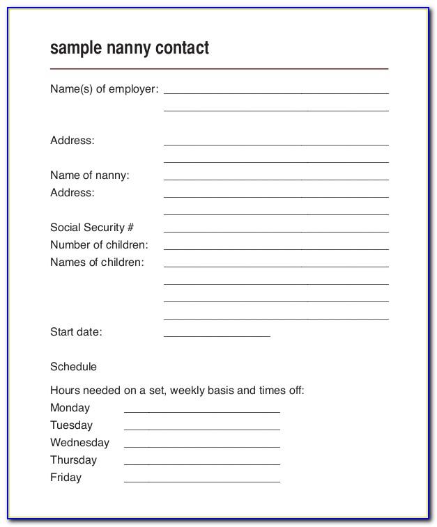 Babysitting Contract Template Word
