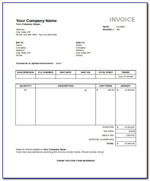 Business Invoice Format