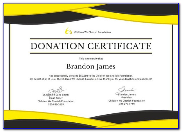 Charity Donation Certificate Template
