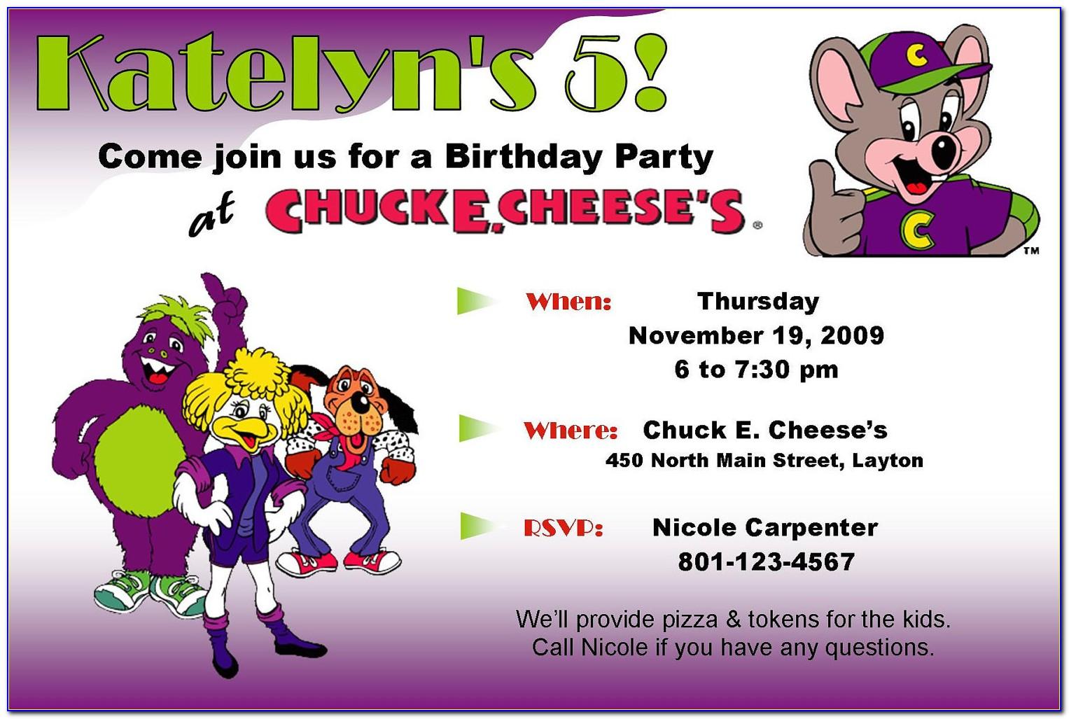 Chuck E Cheese Birthday Party Invitation Wording