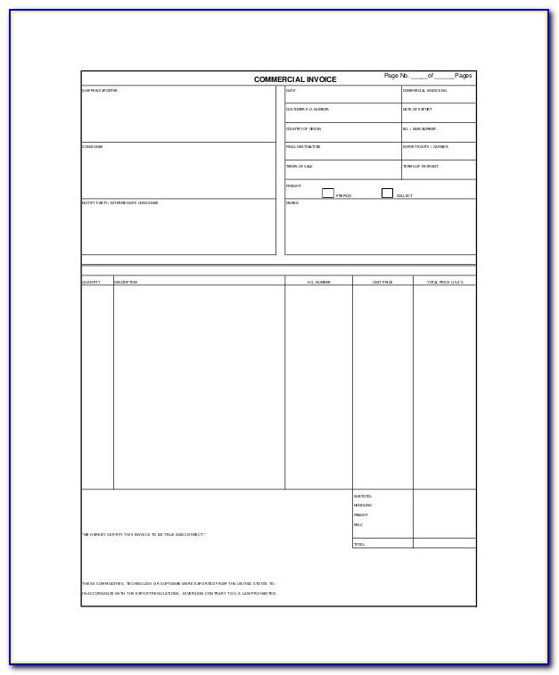 Commercial Invoice Template Free Download